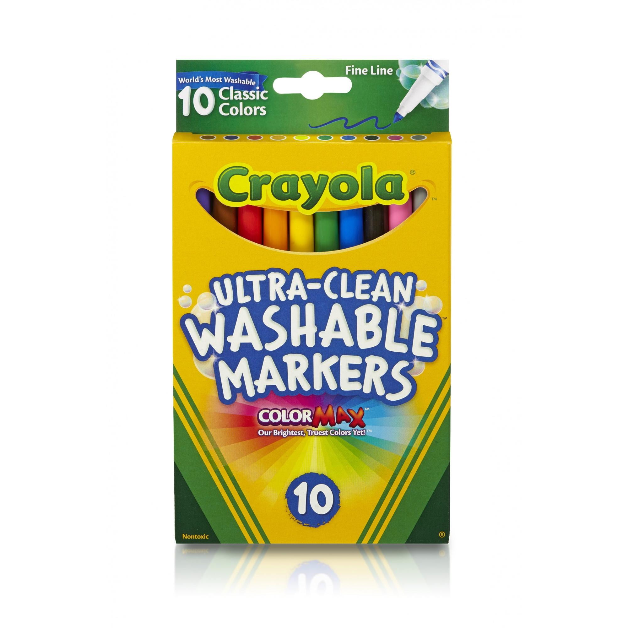 Crayola Ultra-Clean Washable Markers, Fine Line, Classic Colors, 10 Ct