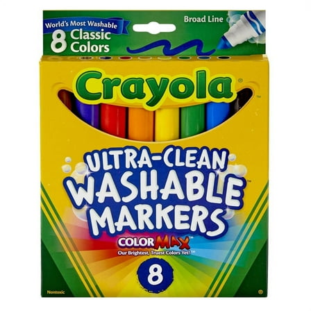 Crayola Ultra-Clean Markers, Conical Tip, Classic Colors, 8 Count | Bundle of 5 Boxes