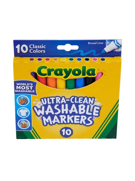 Ultra-Clean Washable Broad Line Markers, 10 Ct, Back to School Supplies, Classroom Essentials for Teachers, Gift, 3+