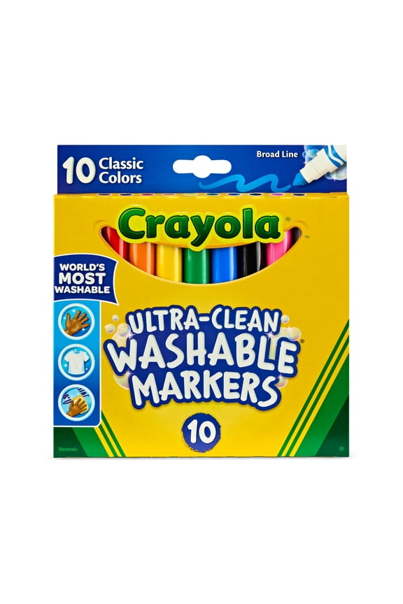 Ultra-Clean Washable Broad Line Markers, 10 Ct, Back to School Supplies, Classroom Essentials for Teachers, Gift, 3+
