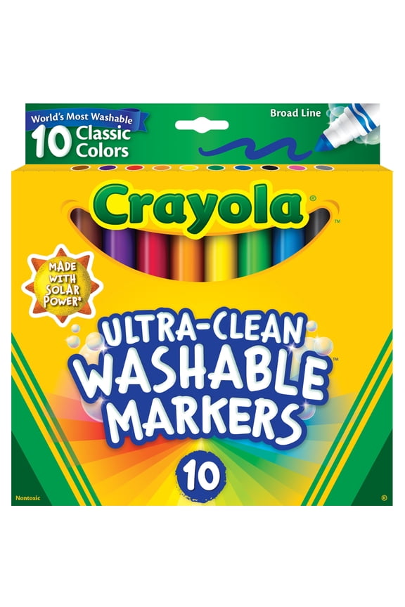 Ultra-Clean Washable Broad Line Markers, Art Supplies, Back to School Supplies, 10 Ct