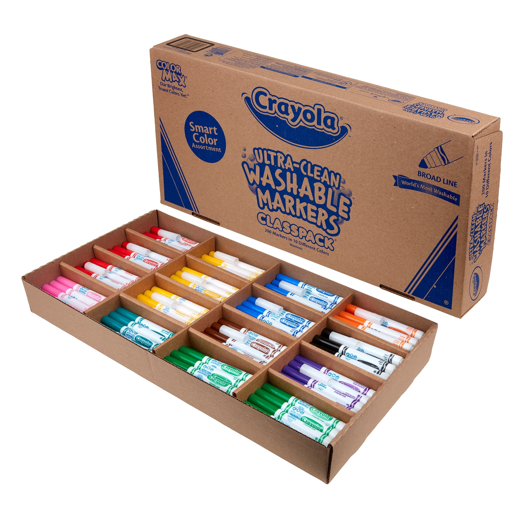 Crayola Ultra-Clean Washable Broad Line Markers, 200 Count