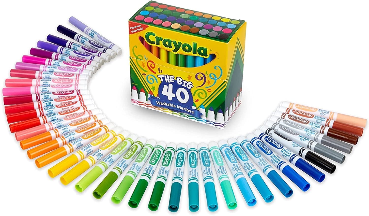 Crayola Ultra Clean Washable Broad Line Markers, 40 Count