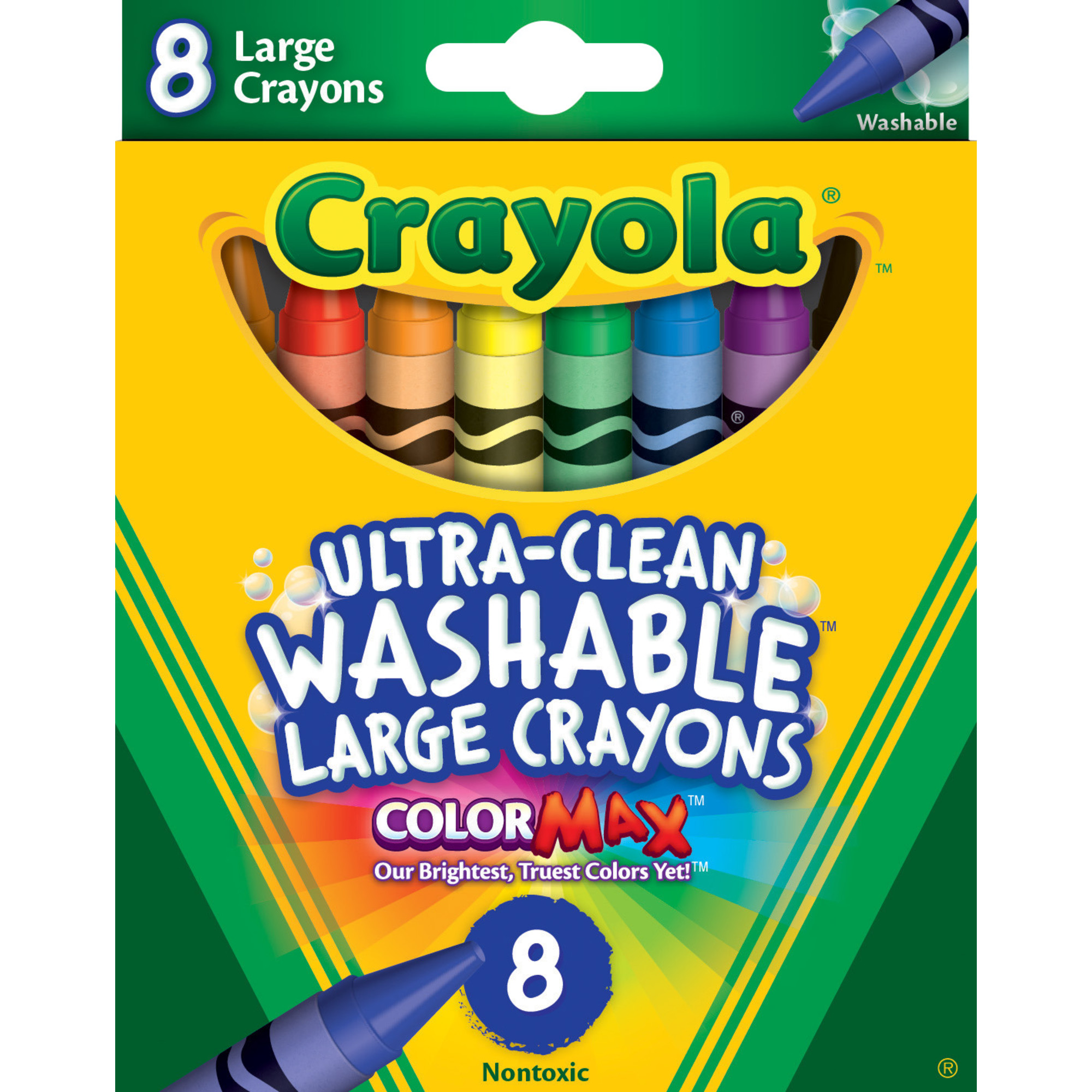 Crayola Ultra Clean Washable Color Max Crayons, Large Size, Set of 8, Multi-Color - image 1 of 6