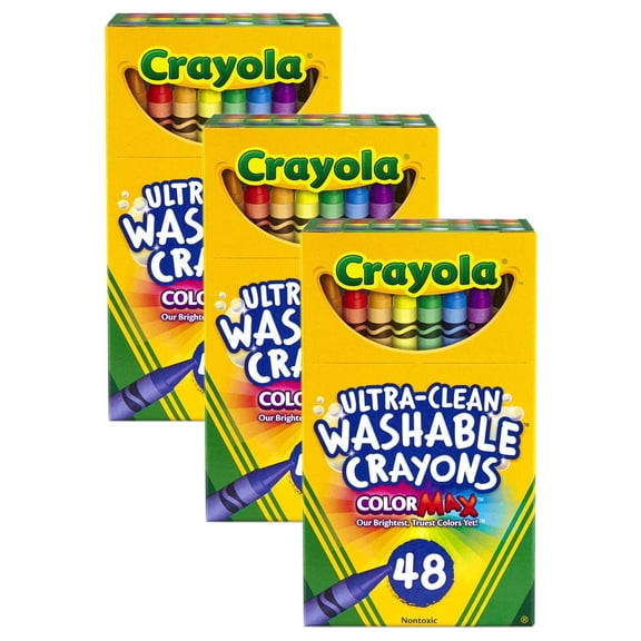 Crayola Ultra-Clean Washable Crayons, Regular Size, 48 Per Pack, 3 Packs