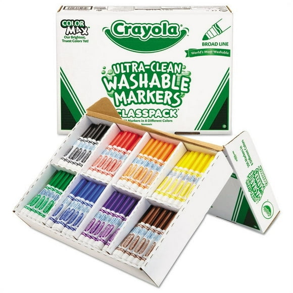 Crayola Ultra-Clean Washable Marker Classpack, Broad Bullet Tip, Assorted Colors, 200/Box (588200)