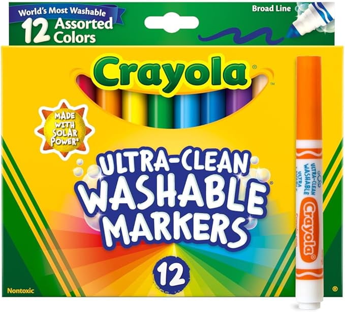 Crayola Ultra Clean Washable Markers Color Max, Broad Point, 12 Count..