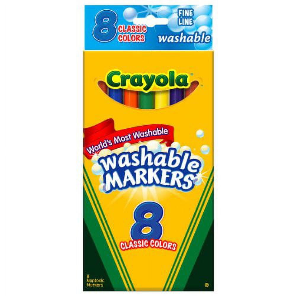 Crayola Ultra-Clean Washable Fine Line Markers, Classic Colors, 8 Ct –  Vitabox