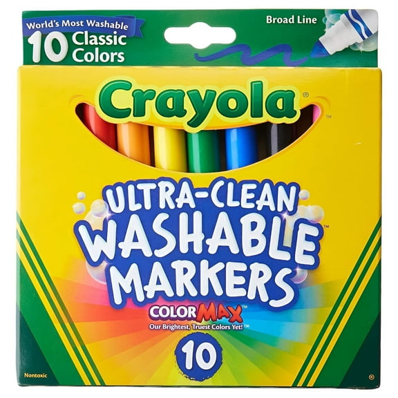 Crayola Ultraclean Broadline Classic Washable Markers (10 Count), (Pack of 2)