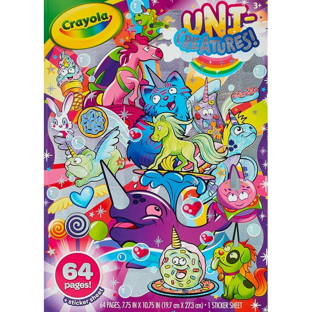 Crayola UniCreatures Coloring Book, 64 Unicorn Coloring Pages, Gift