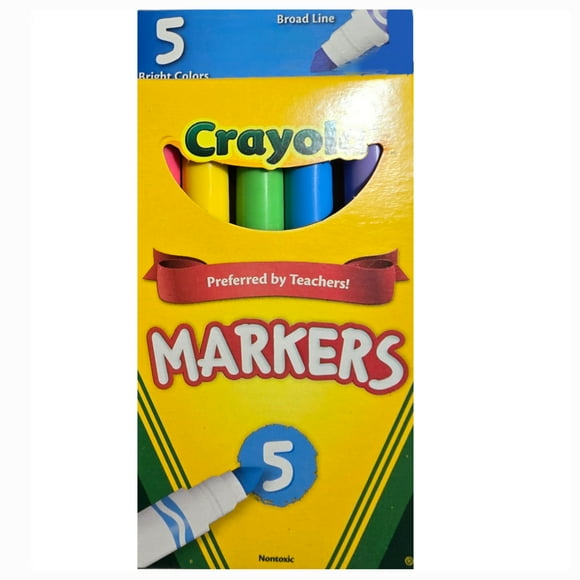 Crayola Washable Broad Line Bright Markers - 5 Count
