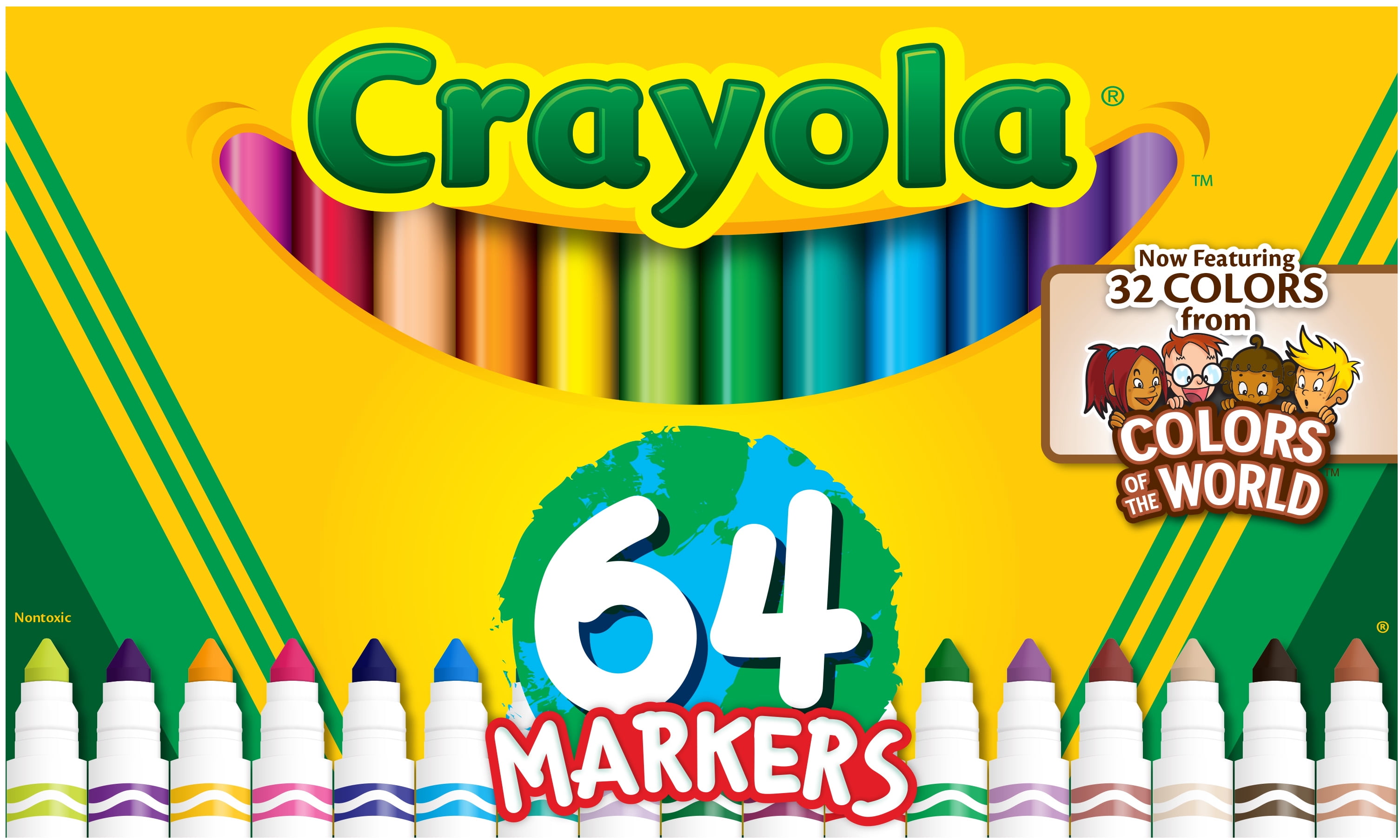 Washable Skinny Markers Pack of 64 set of 64 (pack of 2)