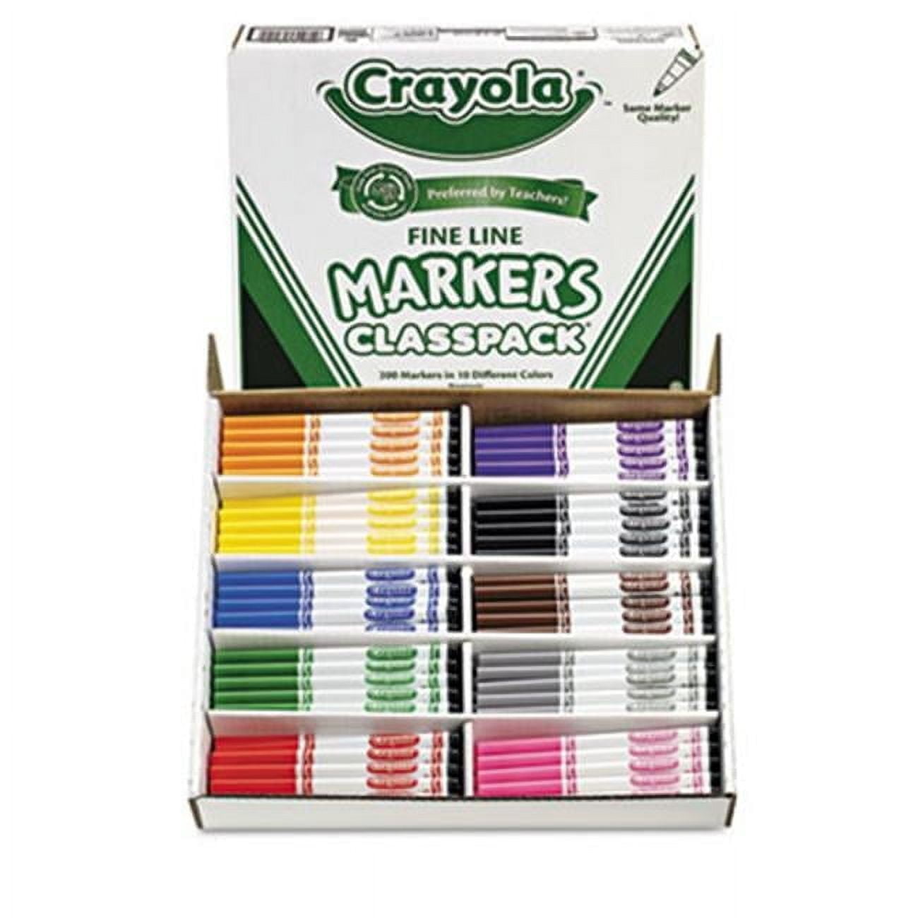 Crayola  Washable Classpack Markers, Fine Point, Ten Assorted Colors, 200-Box