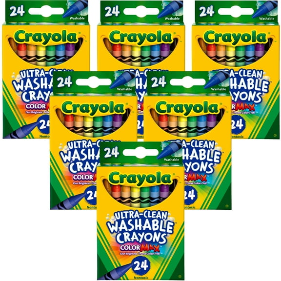 Crayola Washable Crayons 24 Count, Multipack Of 6-