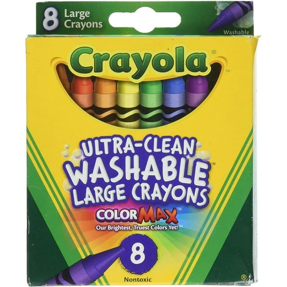 Crayola Ultra-Clean Washable Crayons Large - Bright Multicolor - 8 Count Pack of 2