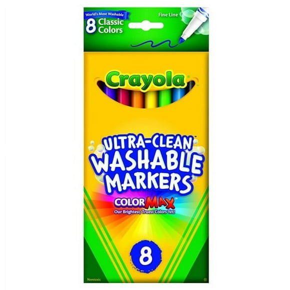 Crayola Washable Fine Line Markers, Classic Colors - 8 Count