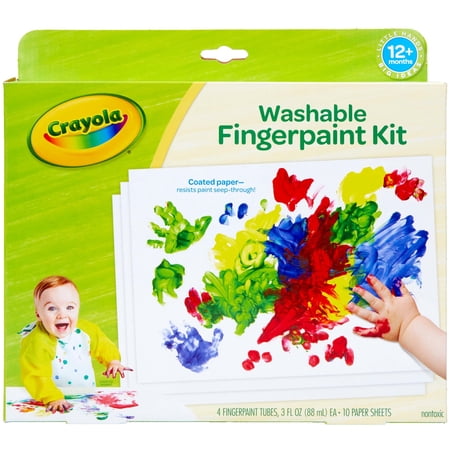 Crayola Washable Finger Paint Set, Crafts for Toddlers, Toddler Paint Kit, 4 Paint Set, Preschool Supplies, Gift, Ages 1+