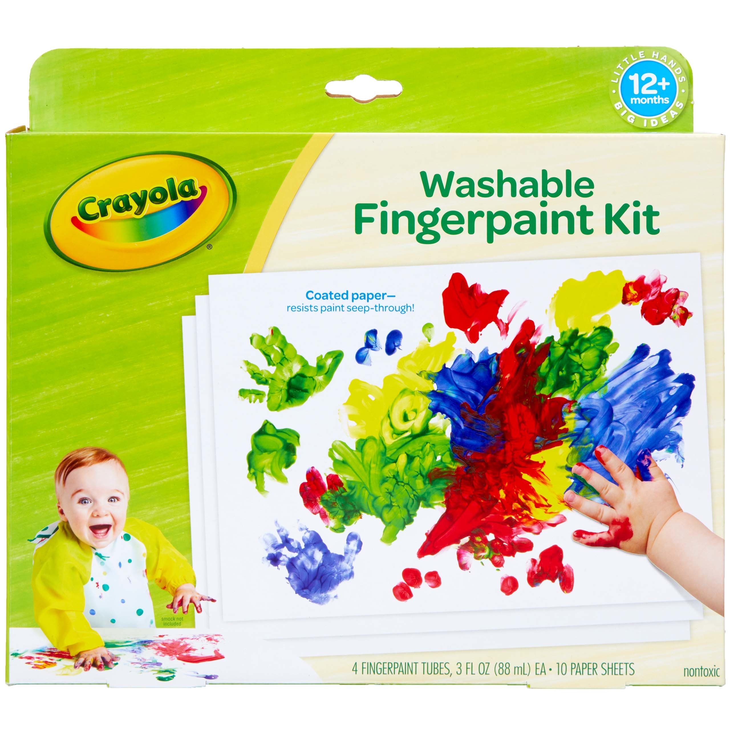 Crayola Washable Finger Paint Set, Toddler Paint Kit, 4 Tubes of Paint, 10 Sheets of Paper, Gift - image 1 of 8