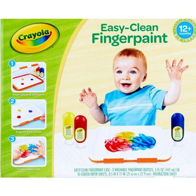 Crayola Washable Finger Paint Station, Less Mess Finger Paints for Toddlers, Gift