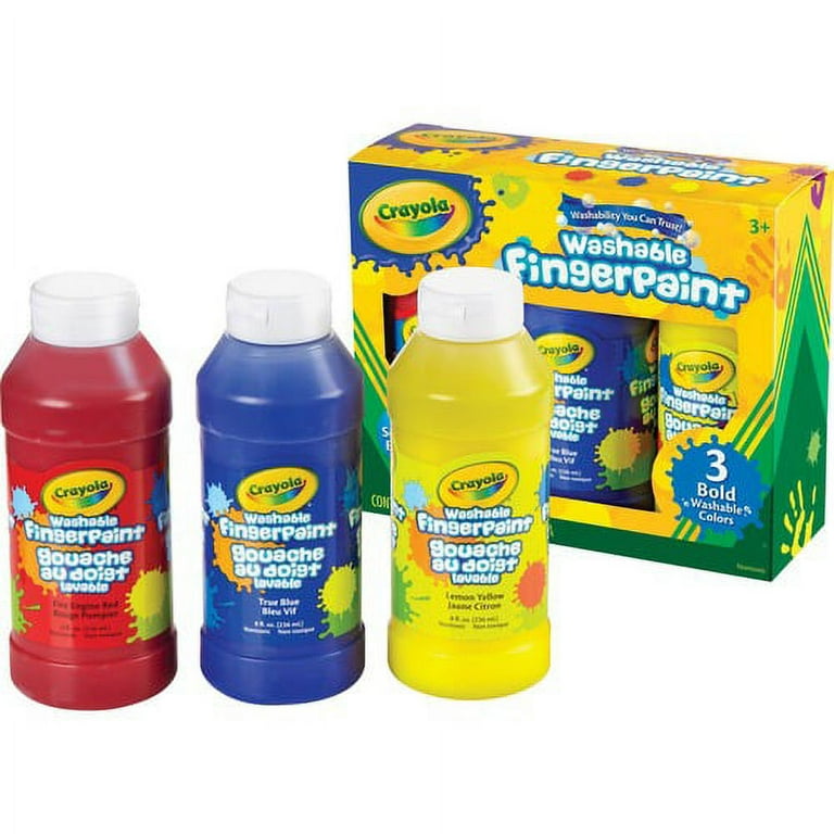 Crayola Washable Fingerpaint Bold Colors Set - 8 oz - 3 / Set - True Blue, Lemon Yellow, Fire Engine Red Crayola Washable Fingerpaint Bold Colors Set - 8 oz - 3 / Set - True Blue, Lemon Yellow, Fire Engine Red