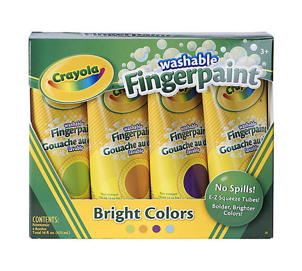 Crayola Washable Fingerpaint Pack, 4 Assorted Bright Colors, 4 Oz Tubes, 4  Count 