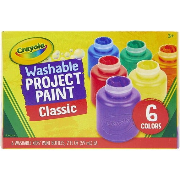Crayola Washable Kids 2 Oz Paint Bottles, Assorted Colors - 6 Ea