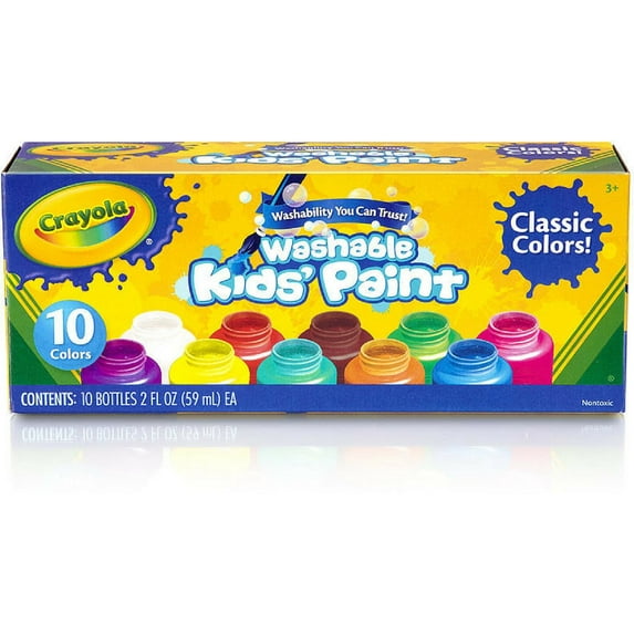 Crayola Washable Kids Paint, Assorted Colors 10 Count (Pack Of 6)