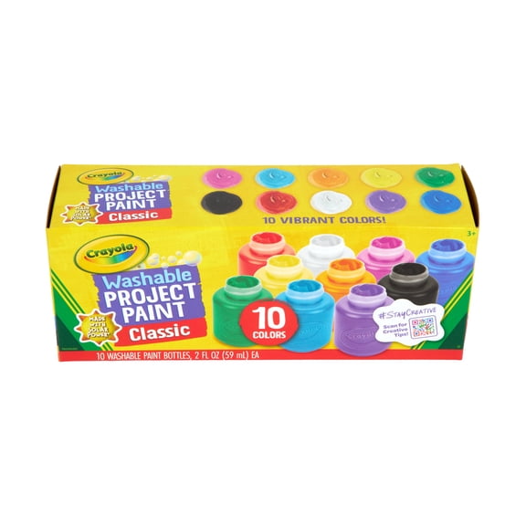 Crayola Washable Kids Paint Set, 10 Count, Easter Basket Essentials, Kids Arts & Crafts Supplies, Easter Craft Set, Project Paint, Gift for Kids, Ages 3+