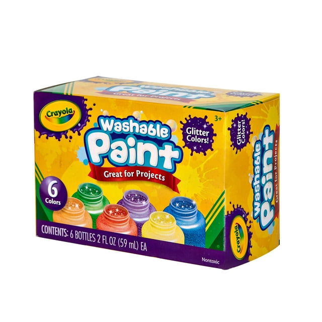 Crayola Washable Kids' Paint Set, 6Colors, Glitter