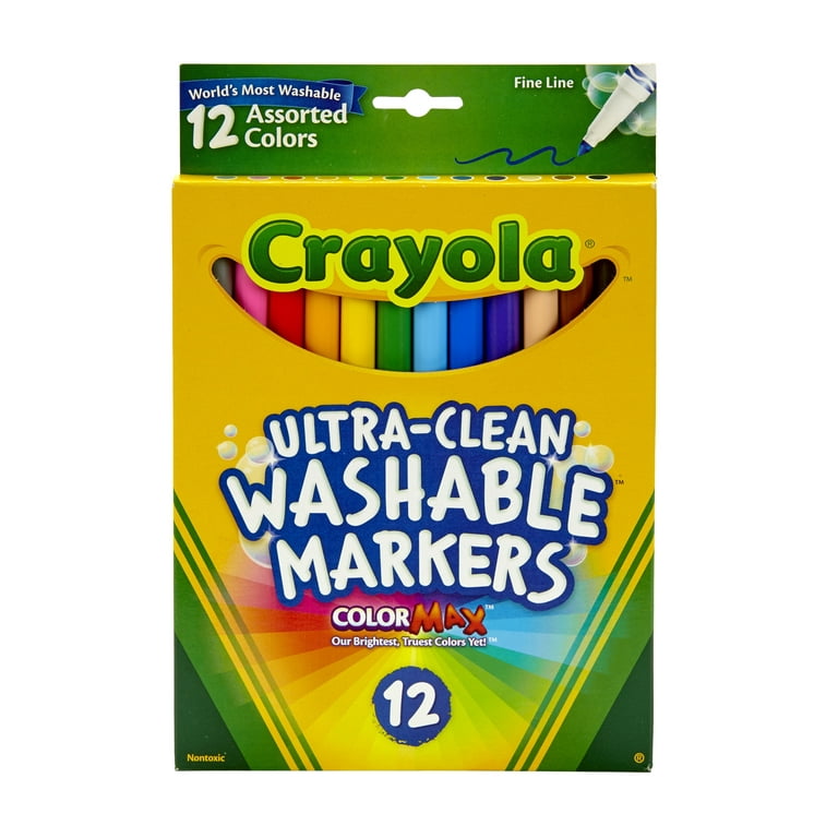 Crayola Washable Marker Set, 12-Colors, Fine 