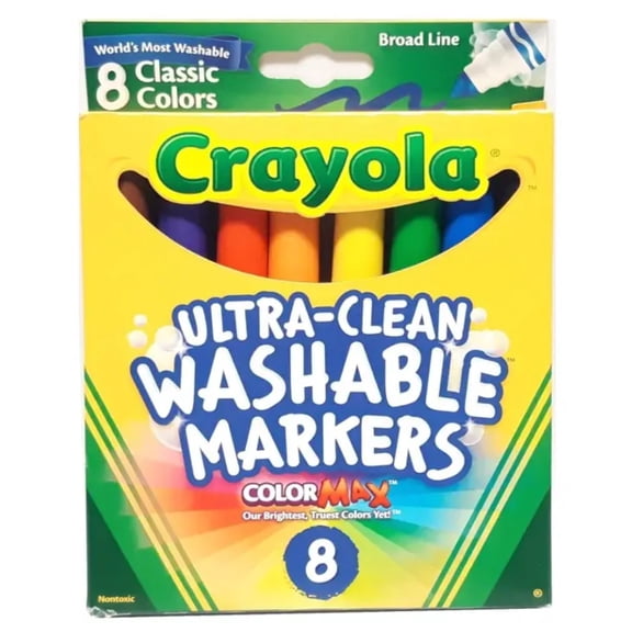 Crayola Washable Markers, Broad Line, Classic Colors, 8 Count