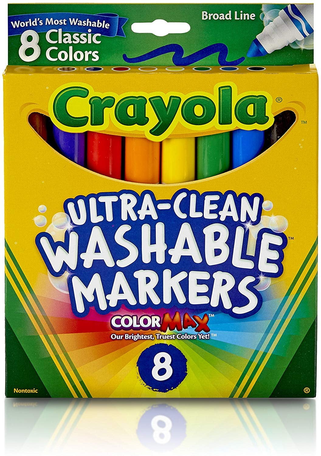 Crayola Washable Markers, Broad Point, Classic Colors, 8/Pack 58-7808