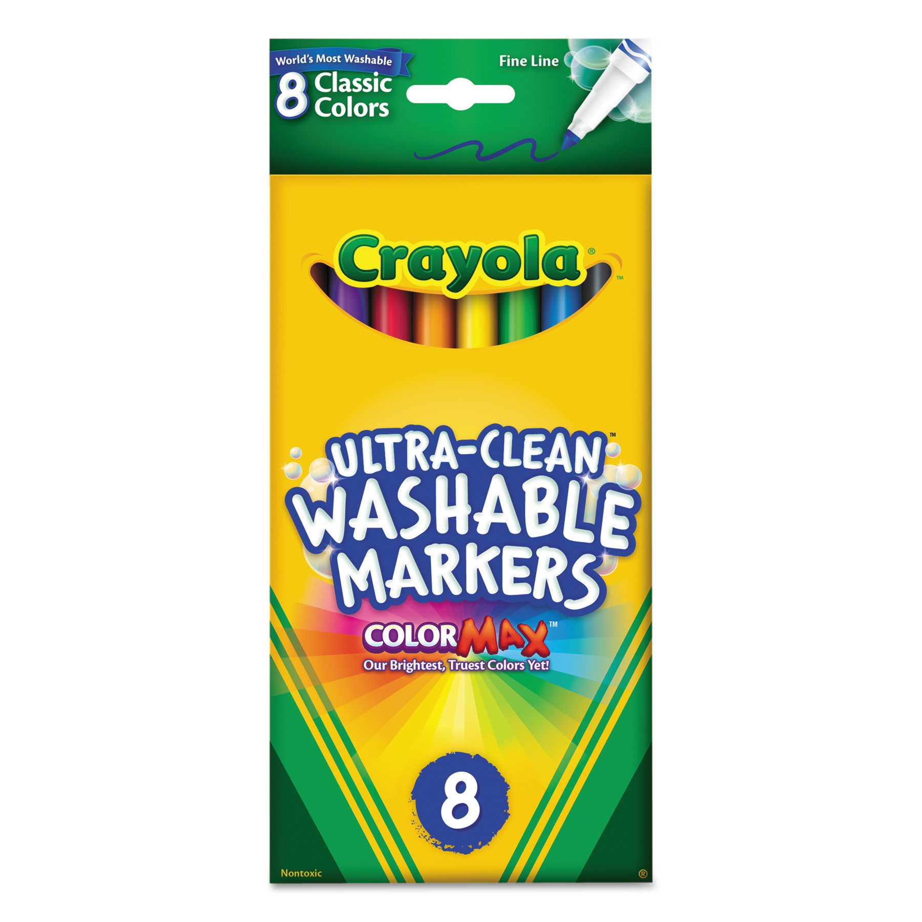 Crayola Washable Markers, Fine Point, Classic Colors, 8 Count - image 1 of 5