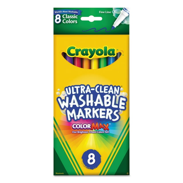 Crayola Washable Markers, Fine Point, Classic Colors, 8 Count