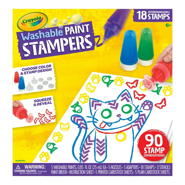 Crayola Washable Paint Stampers, Kids Paint Set, 45 Pieces, Beginner Child