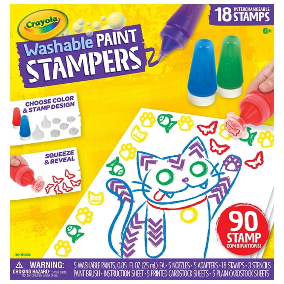 Crayola Washable Paint Stampers, Kids Paint Set, 45 Pieces, Beginner Child