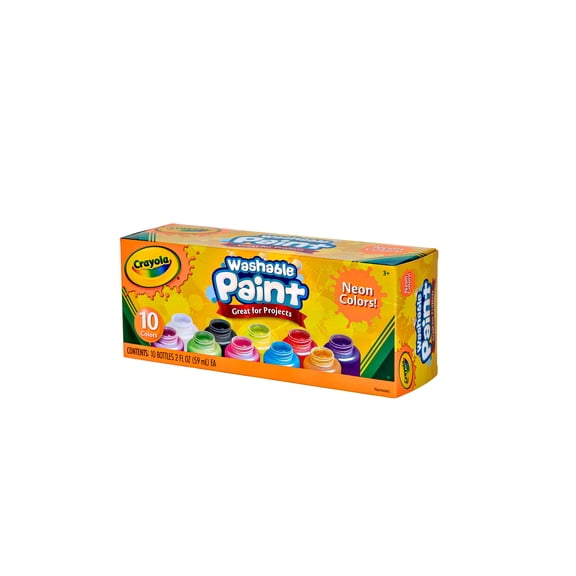 Crayola Washable Project Paint 2 oz Neon Matte Art Paints 10 Pack