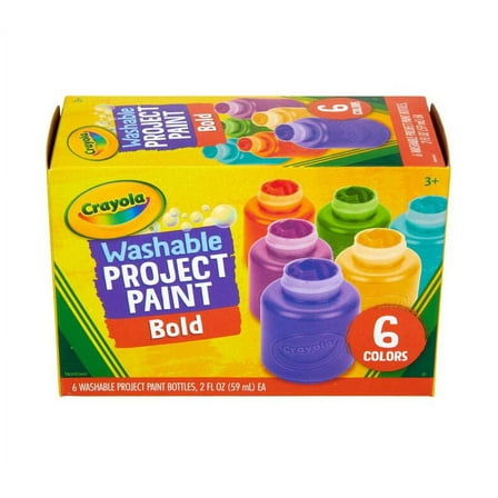 Crayola Washable Project Paint Set, 6 Count Bold Colors, 1 Pack of 2 Piece