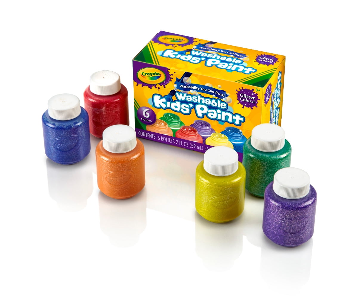 Crayola Washable Project Paint Set, Assorted Glitter, 2 oz, Set of 6