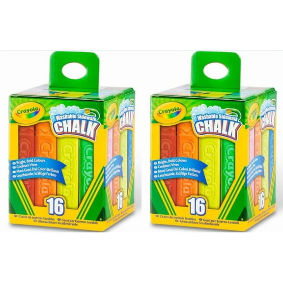 Crayola Washable Sidewalk Chalk, Assorted Colors Set, 16 Count (2 Pack)