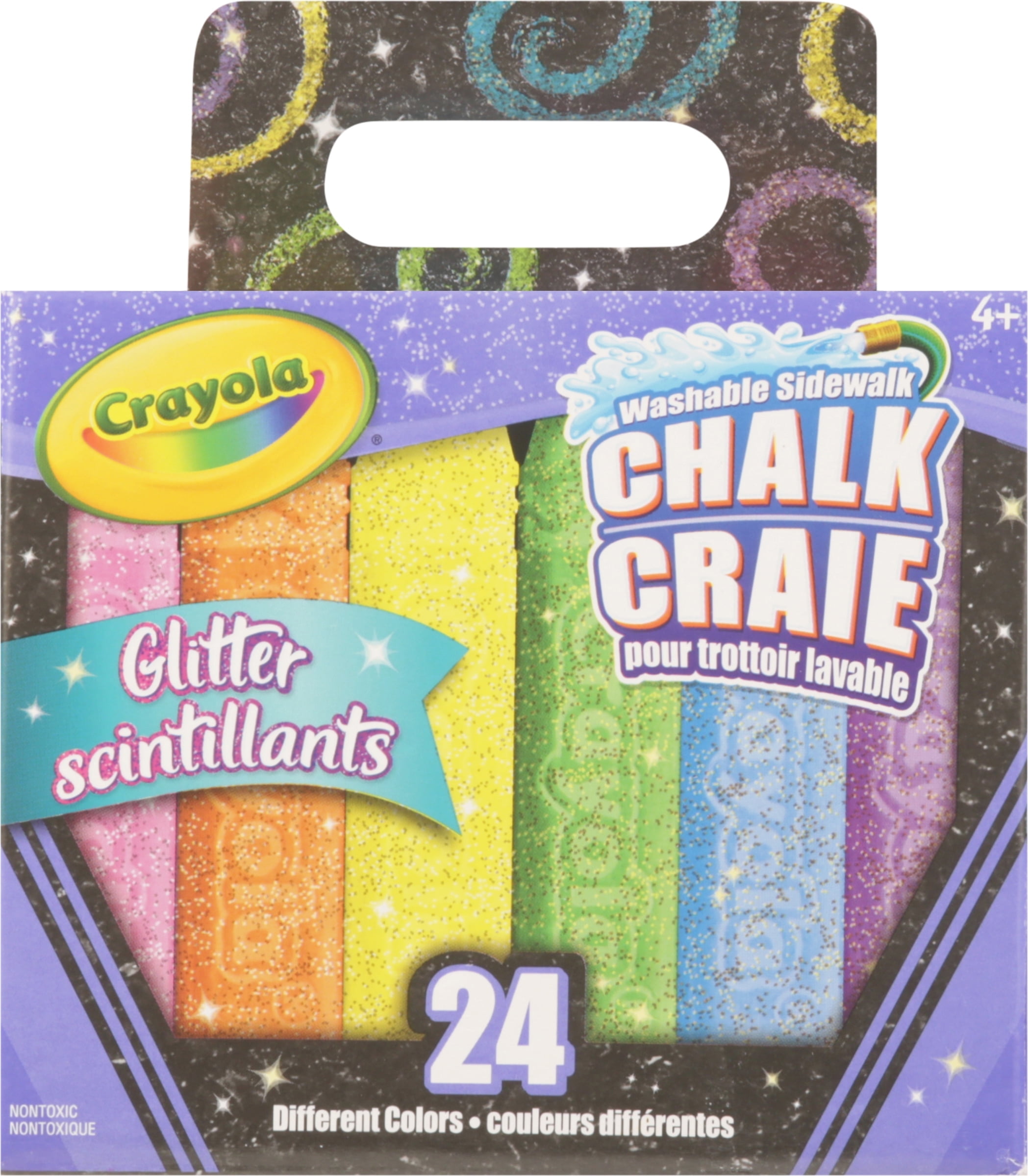 Crayola Washable Sidewalk Chalk, Glitter, 24 Count