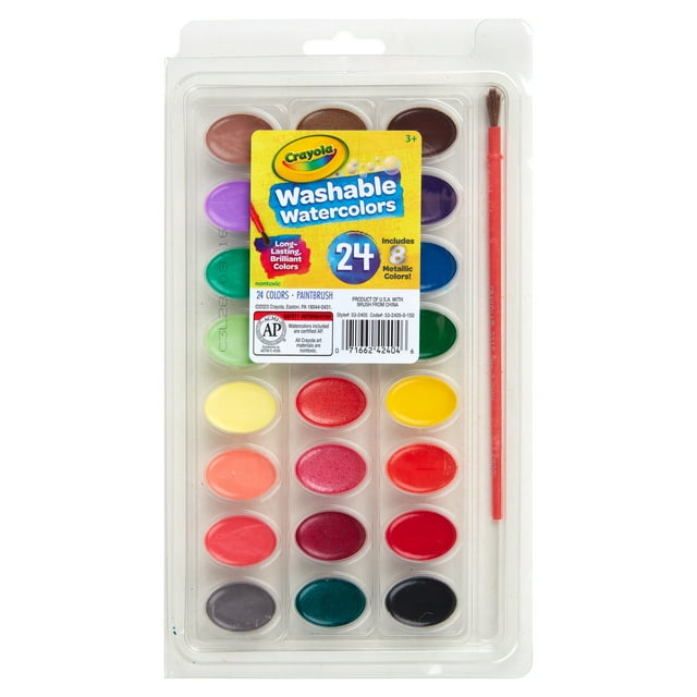 Crayola Washable Watercolor Paints, Paint Set for Kids, 24 Colors