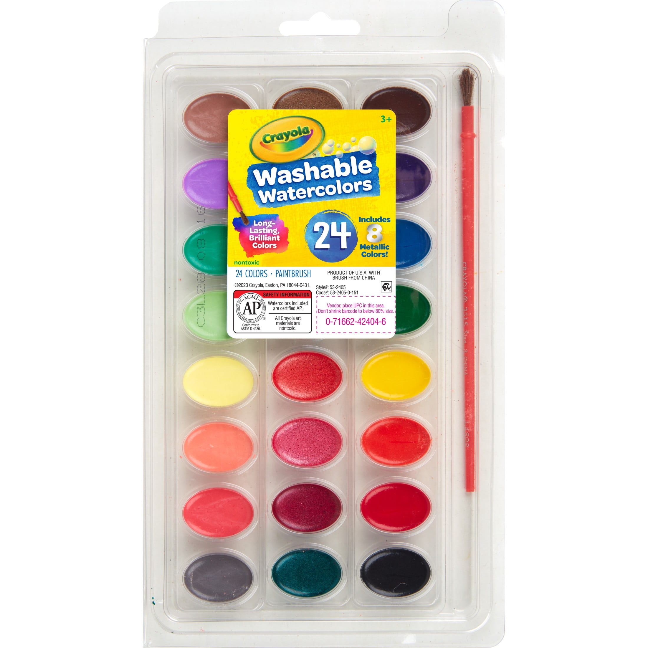 Crayola Washable Watercolor Set, 24-Colors, Back to School Supplies for Kids, Classroom Supplies for Teachers