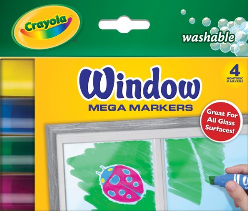 Crayola Washable Window Mega Markers, 4 Pack 