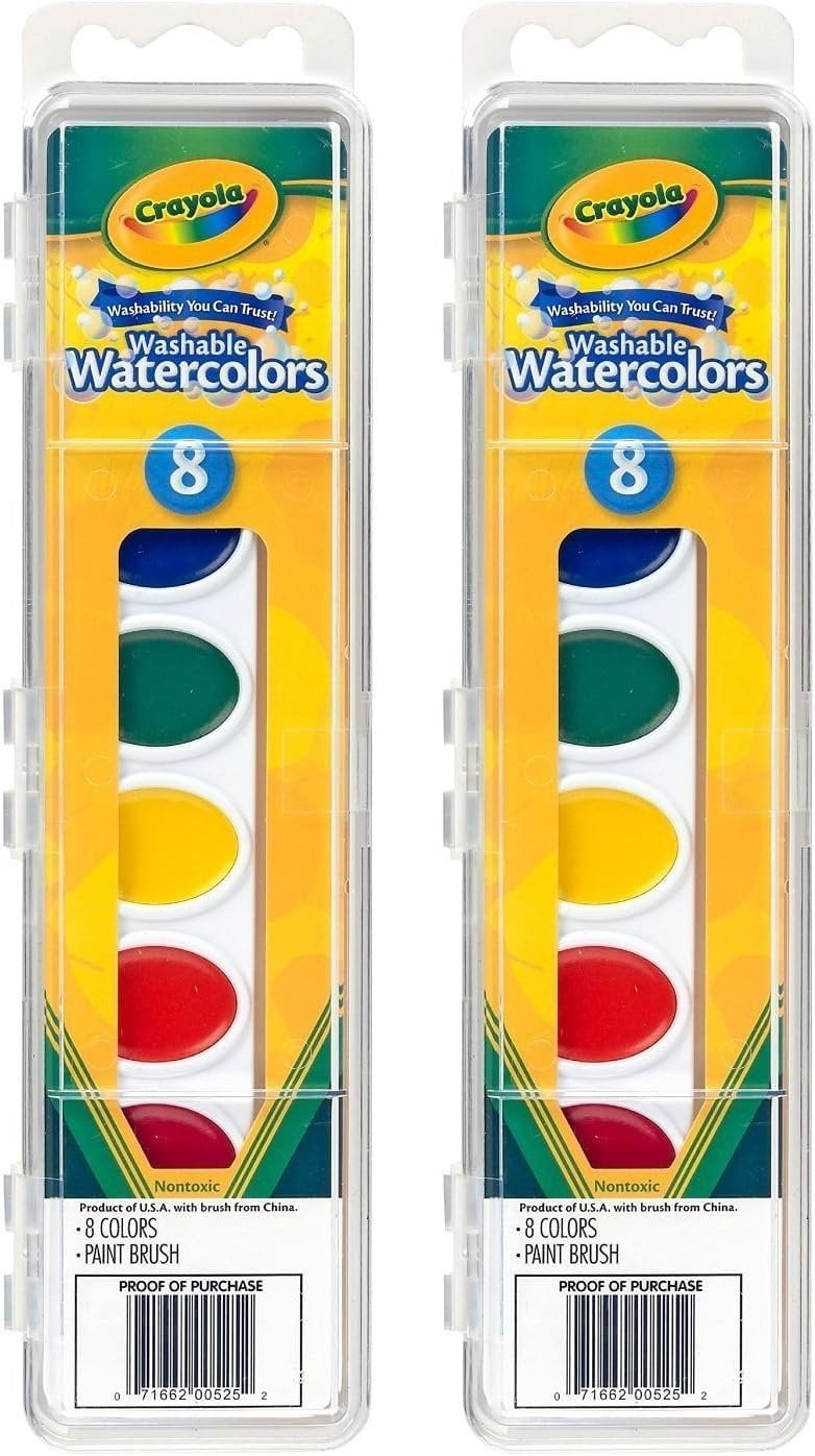 Crayola Watercolor Paints Washable 8 Primary Colors, Pack Of 2