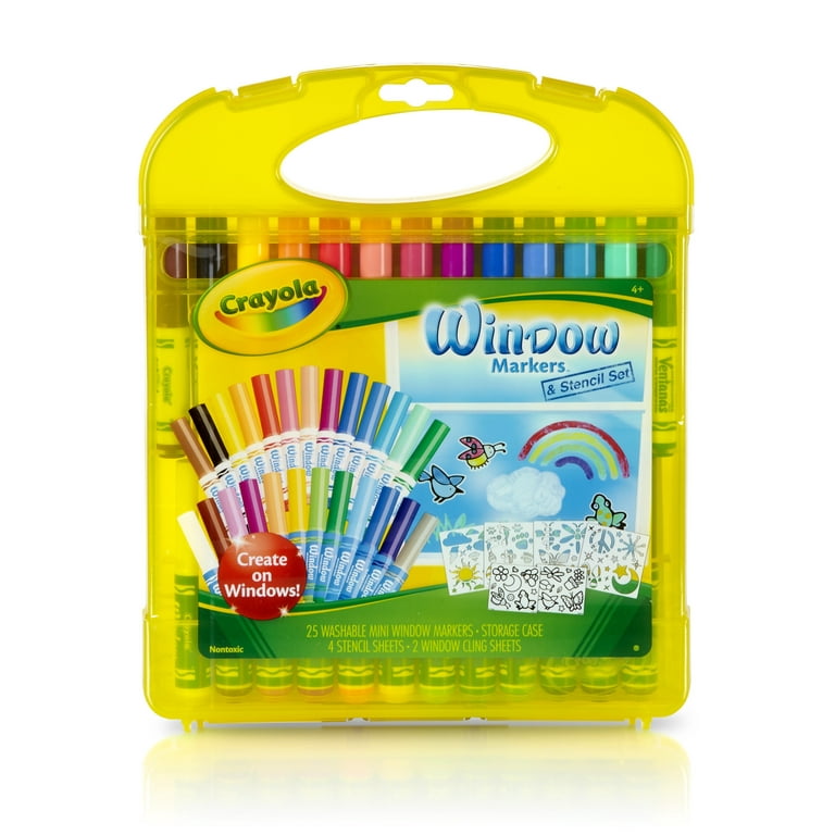 Crayola Window Markers Coloring Set with Storage Case, Beginner Child, 25  Pieces 