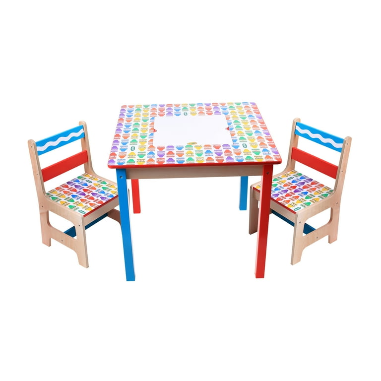 Crayola Wooden Multi Color Painted Table Chair Set Recommended Ages 3 Years and Up