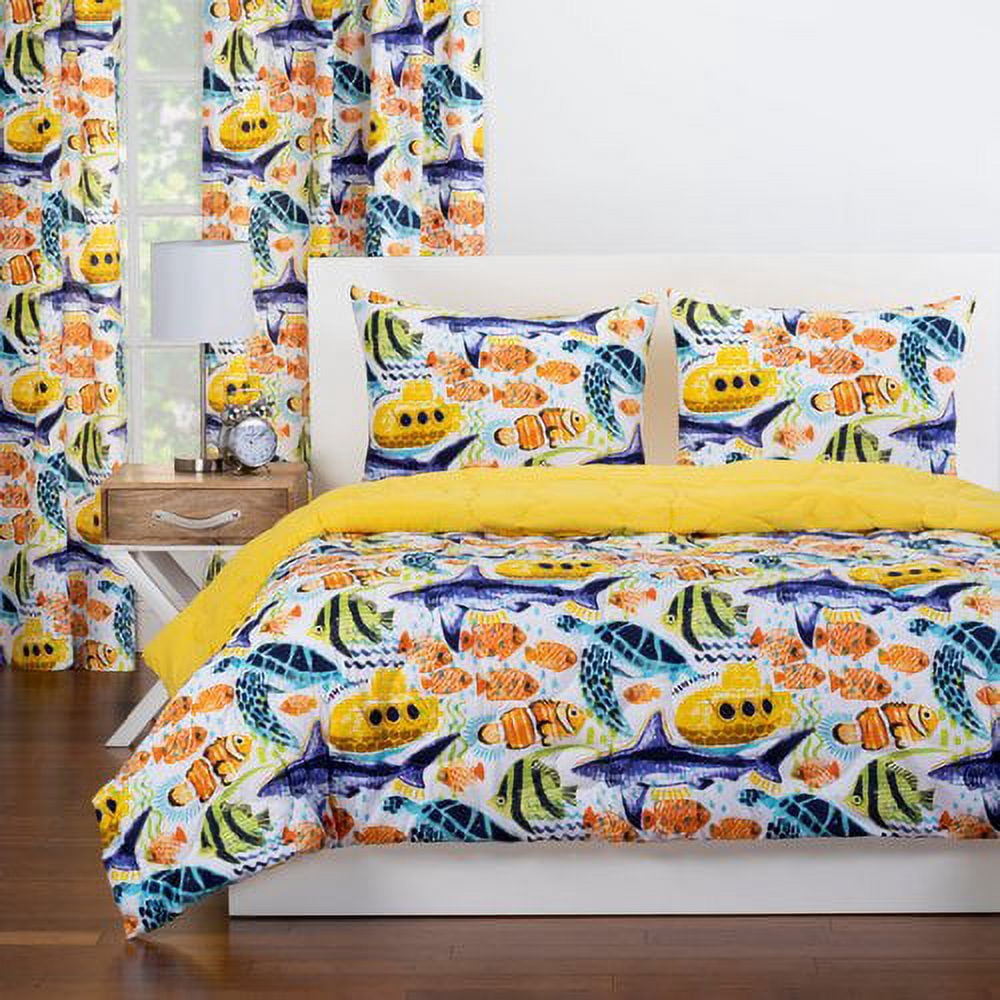Crayola  Yellow Submarine Reversible Comforter Set in Yellow Full - Queen 3 Piece