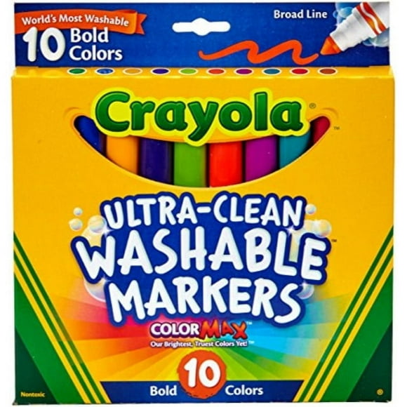 Crayola ultra clean broad line markers, bold washable markers, 10 count