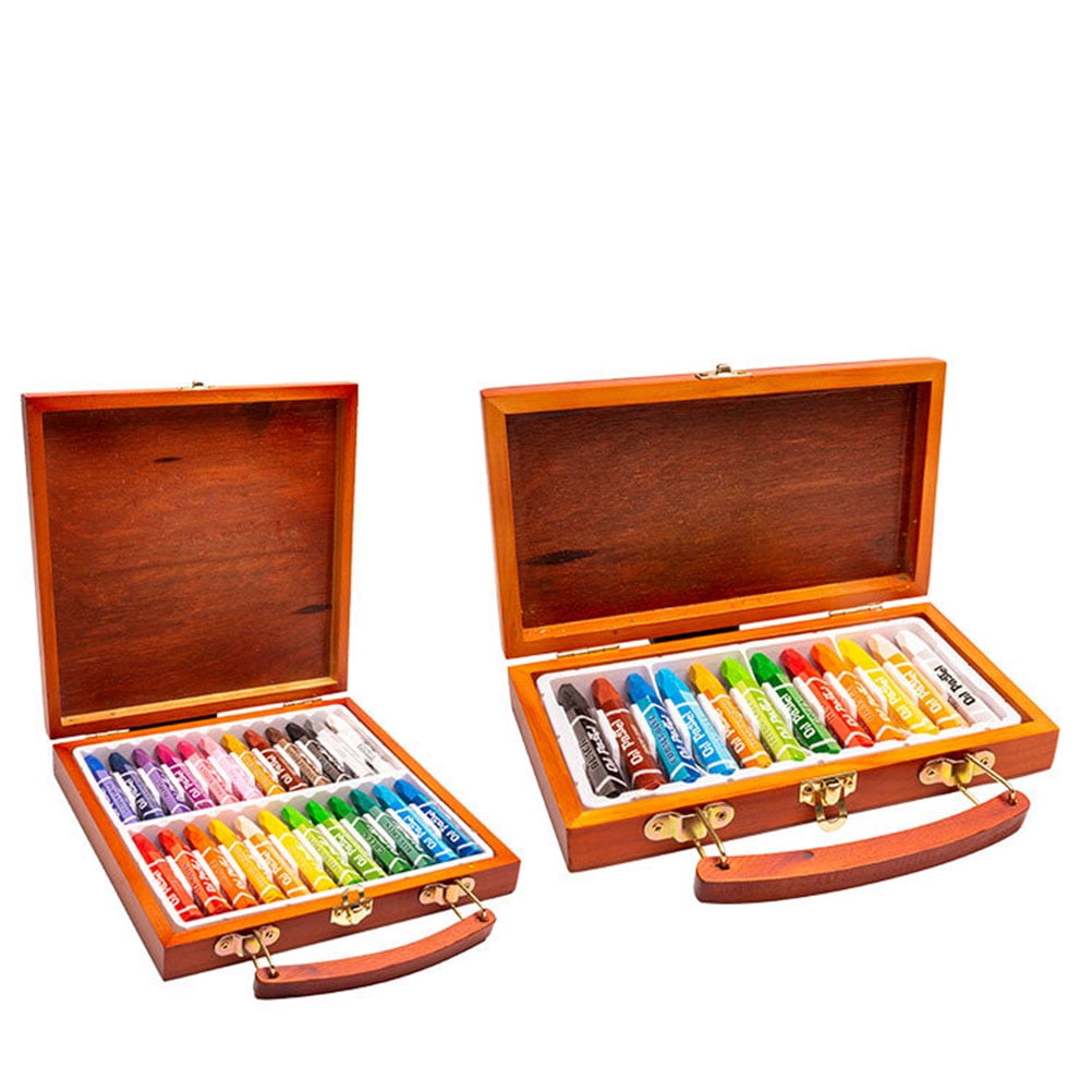 Crayon 1 Box 12 Colors Crayon Painting Colour Pen School Supplies with Wooden Storage Case